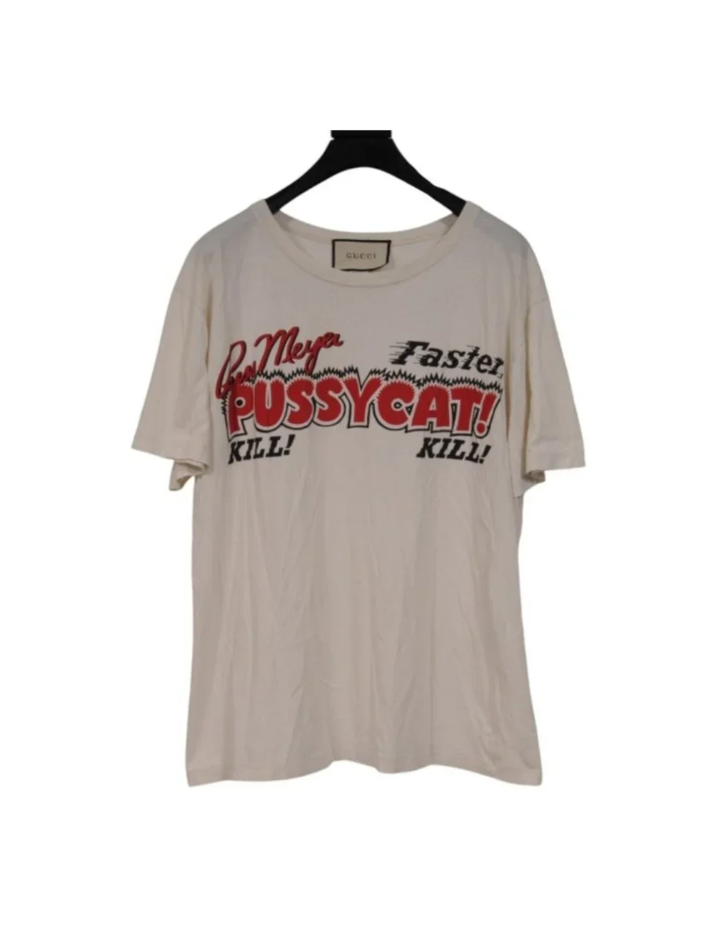 Gucci Mens Russ Meyer Faster Pussycat T Shirt Size Medium Beige Red Short Sleeve