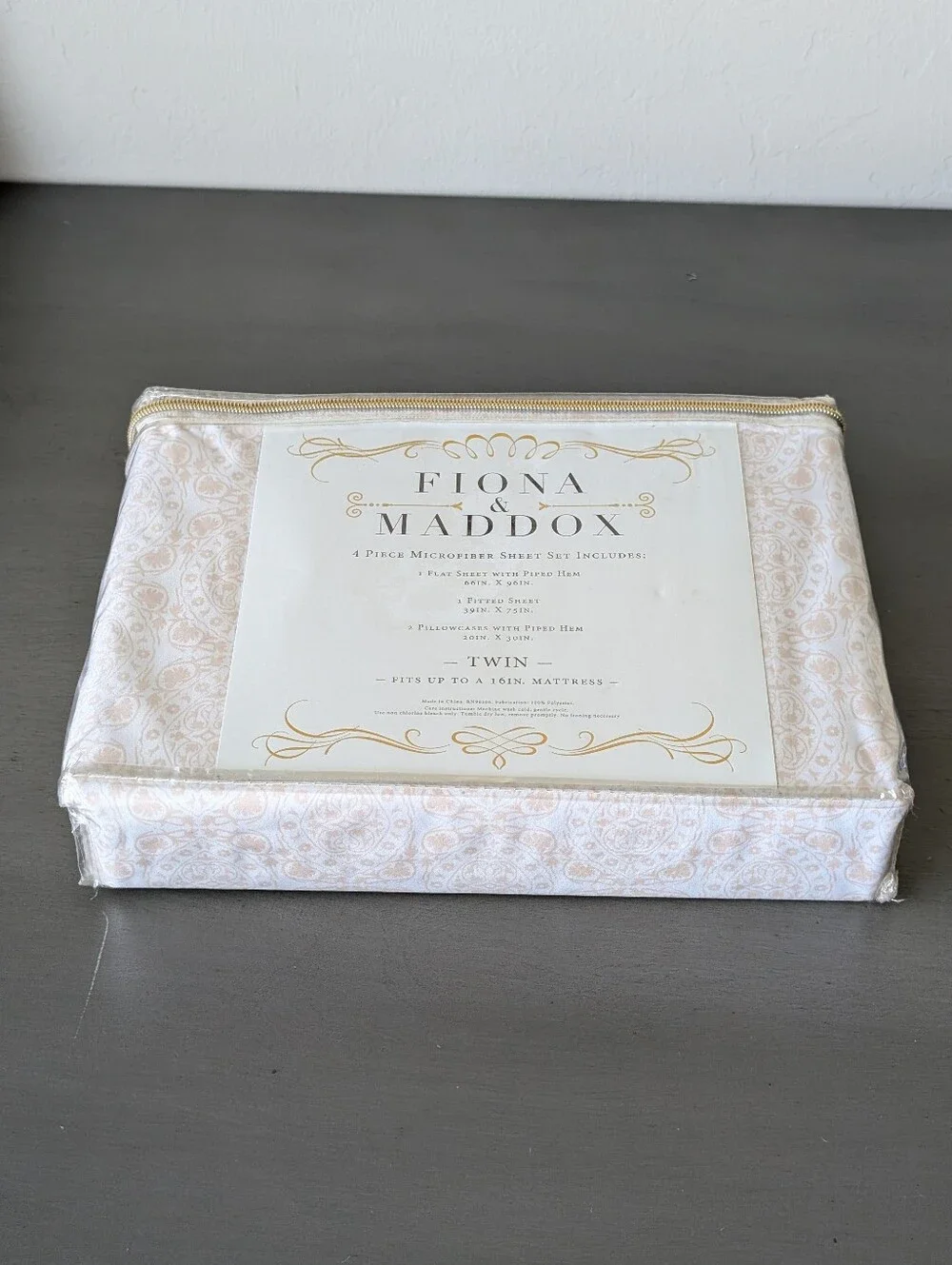 Fiona & Maddox Twin Microfiber Sheet Set Brown White
