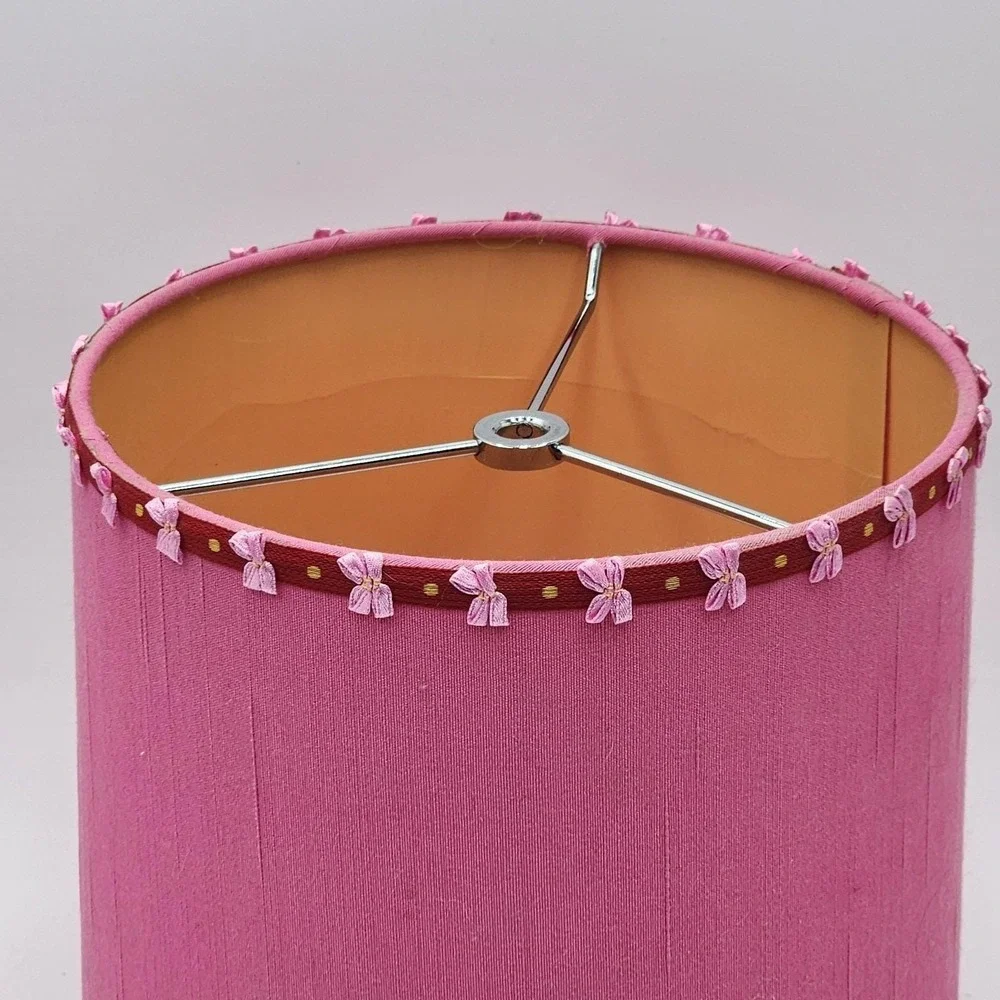 Vintage J Alexander Jewel Pink Clear Acrylic Table Lamp Bow Gold Bead Shade Rare