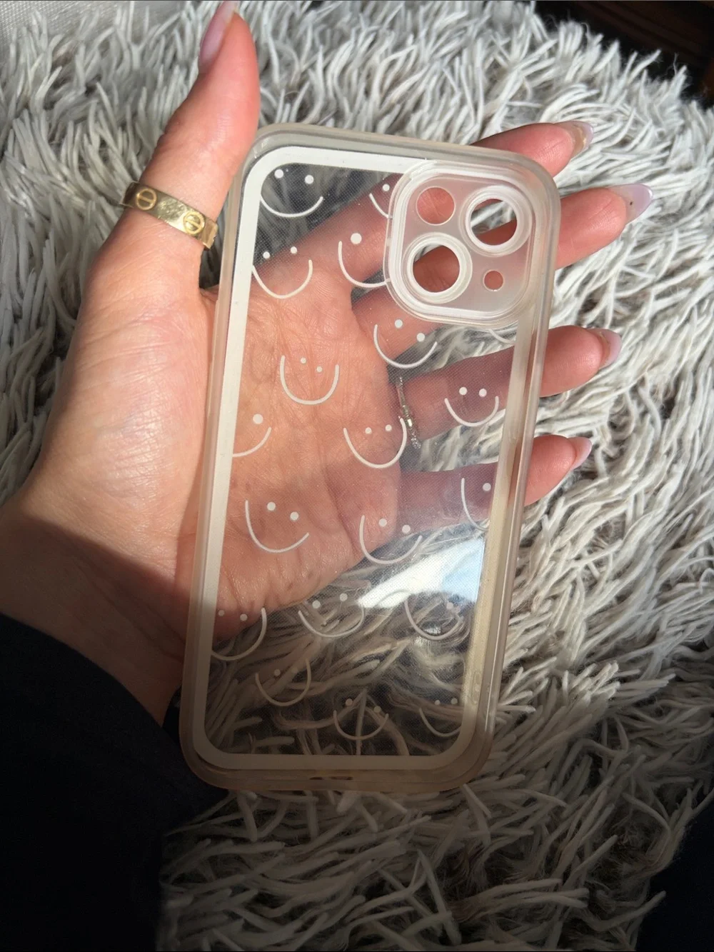 Clear Smiley iPhone 13 Case with Pink Accent
