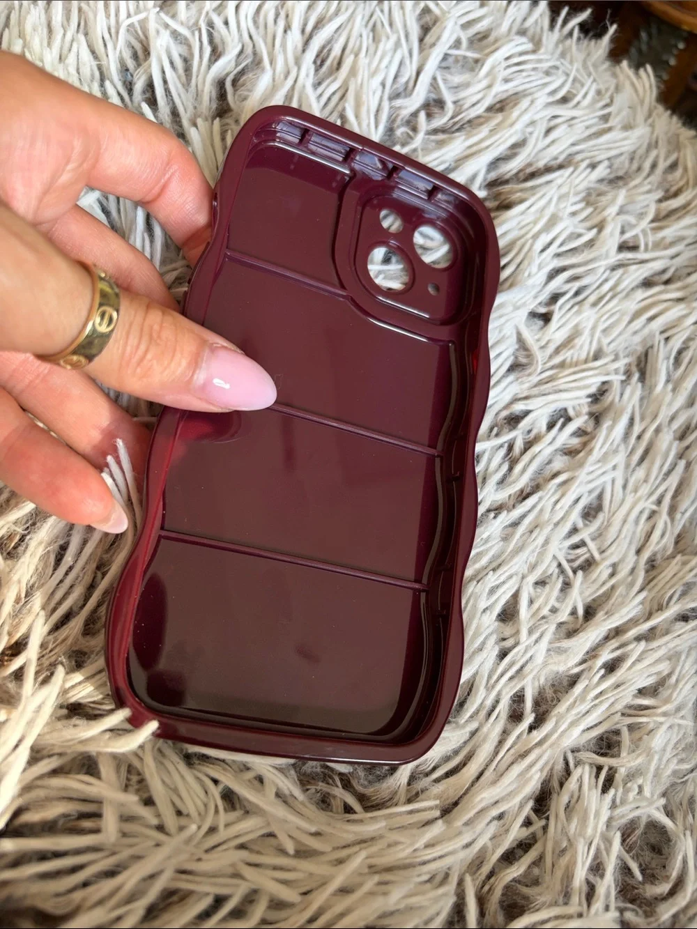 Maroon Wavy iPhone 13 Case - Compatible Cell Phone Accessory