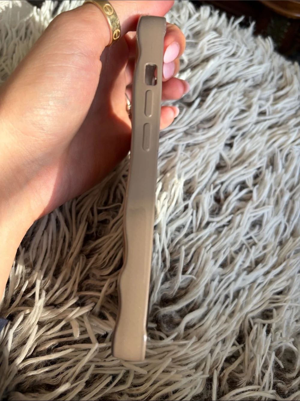 Slim Taupe Heart Glitter Gloss iPhone 13 Case - Unbranded