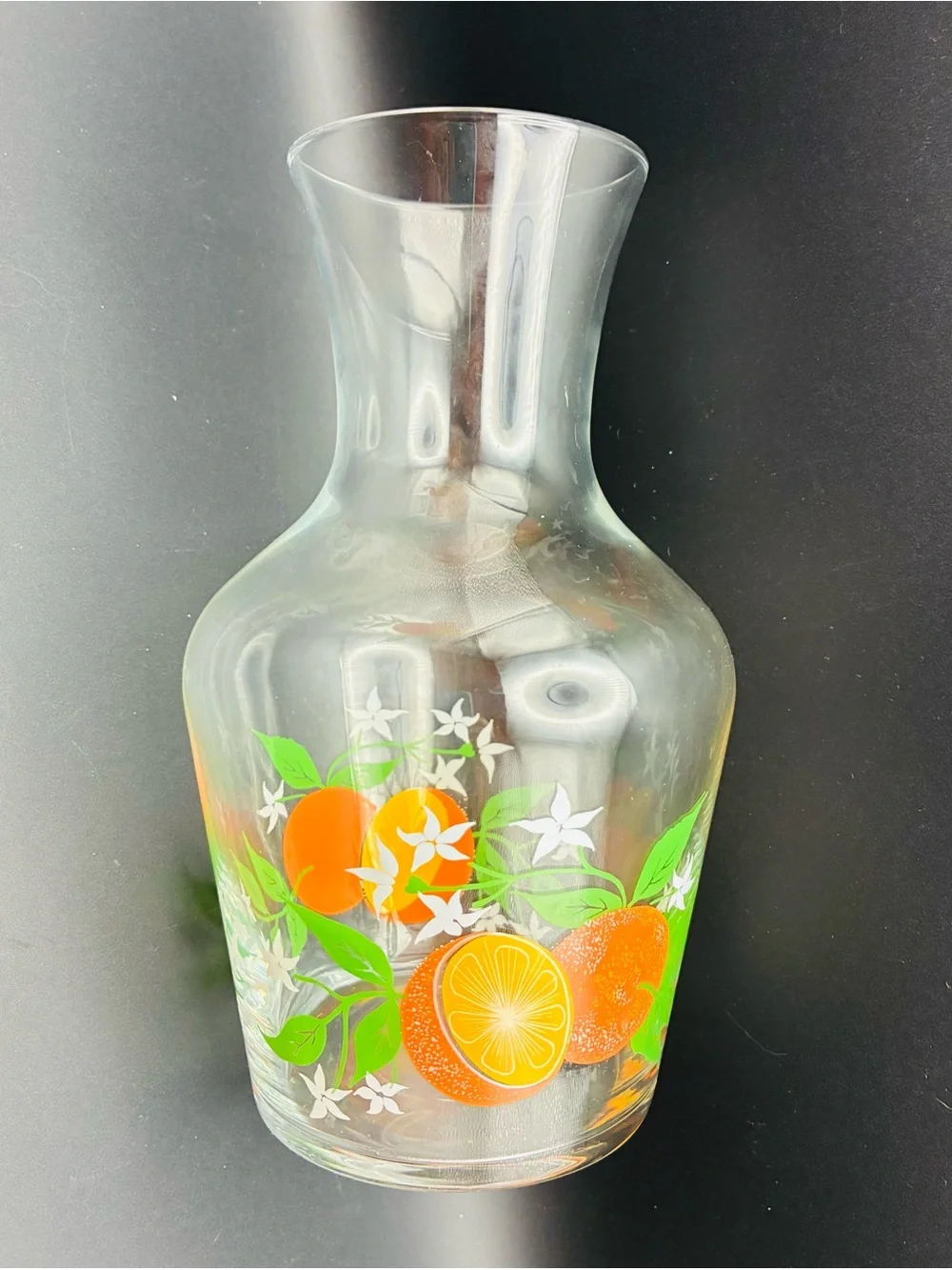 Vintage Anchor Hocking Orange Blossom Glass Juice Carafe Pitcher MCM Retro NoLid