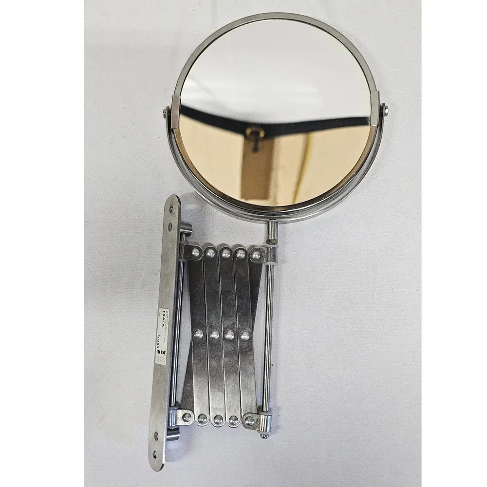 IKEA FRACK Wall Mirror Stainless Steel Accordion Extension Double Sided Swivel