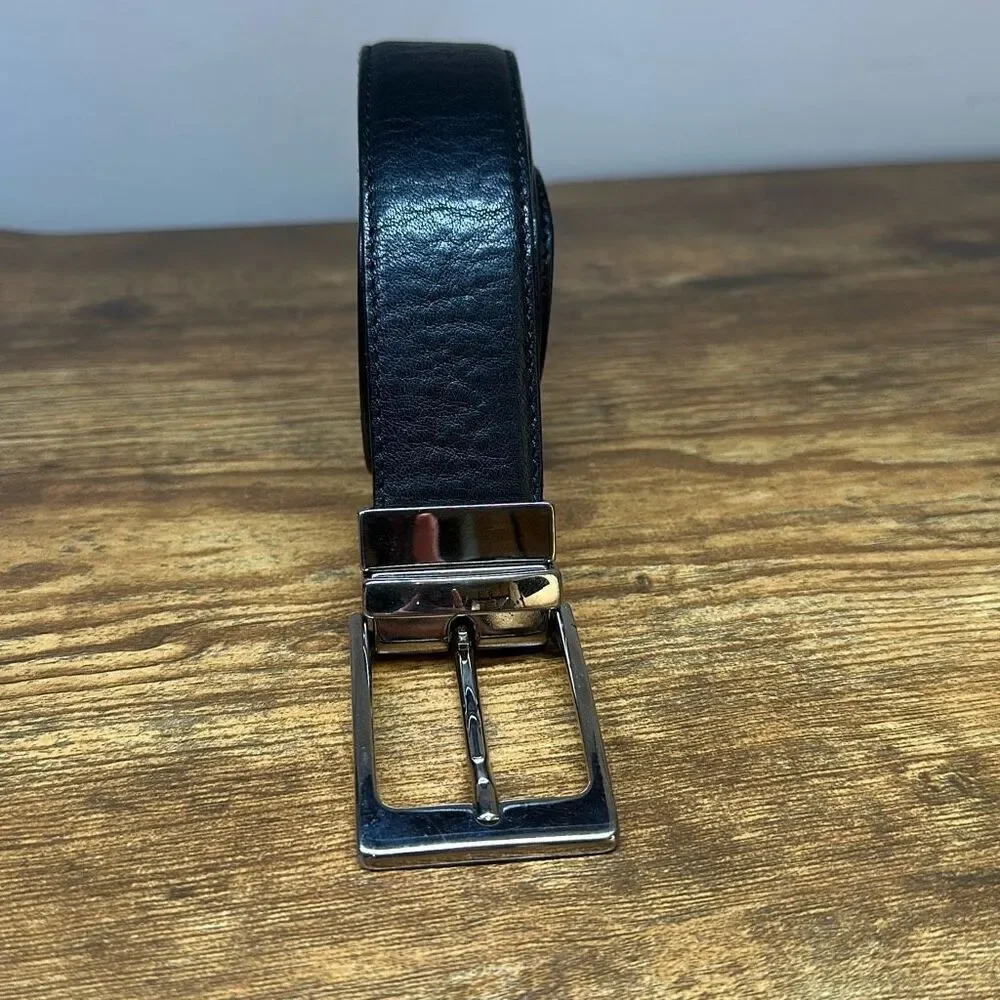 Mens Reversible Leather Black Brown Belt‎ Made in Italy 10683