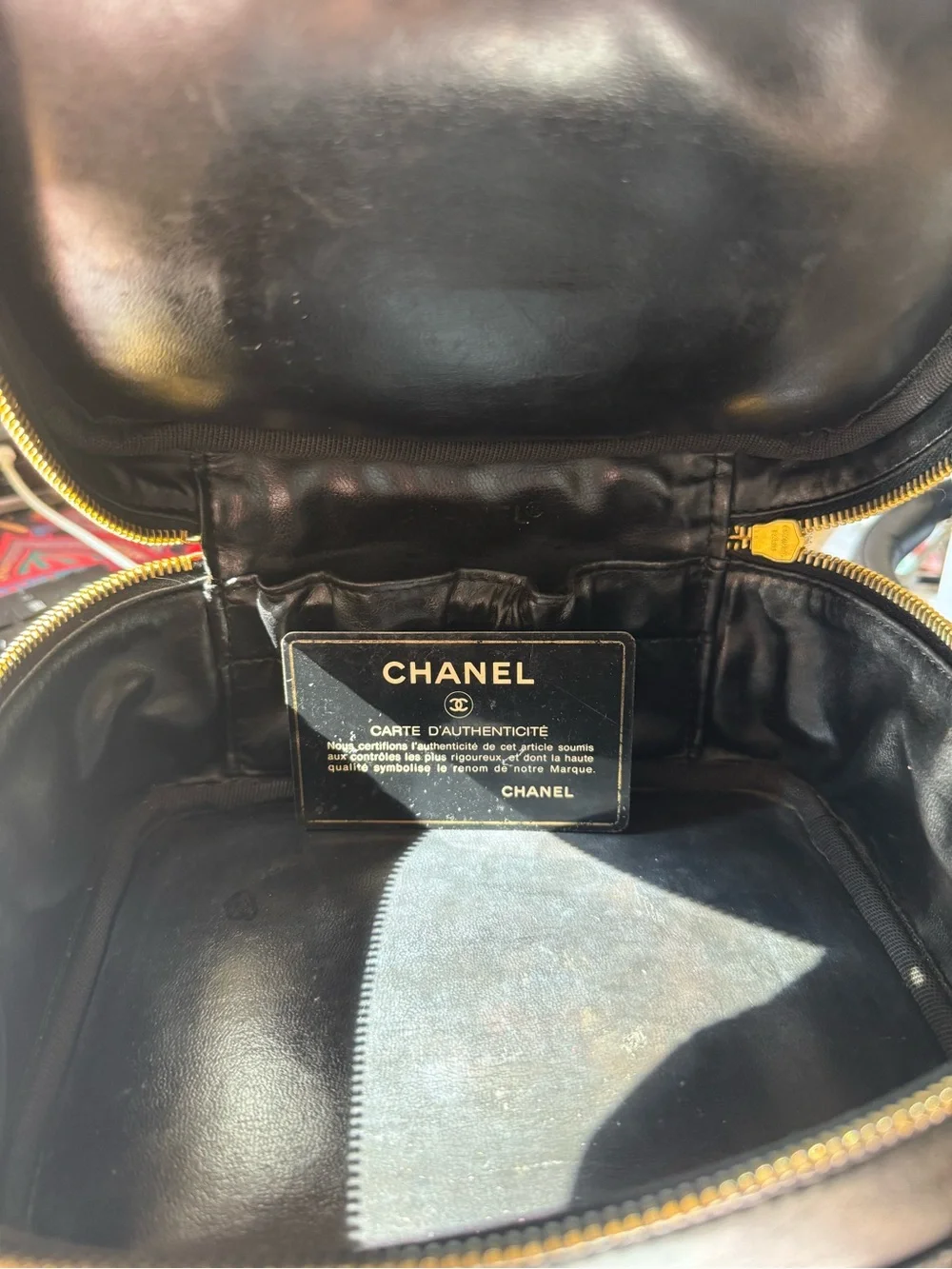 Chanel Vintage Vanity Cosmetic Case – Black Lambskin | 24K Gold-Plated Hardware
