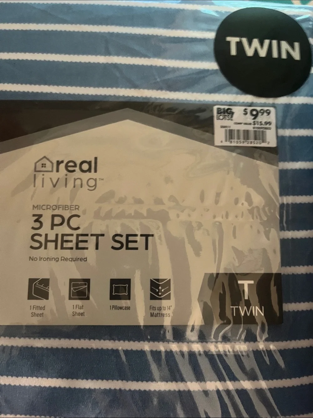 Striped Blue 3-Pc Sheet Set - Navy Blue
