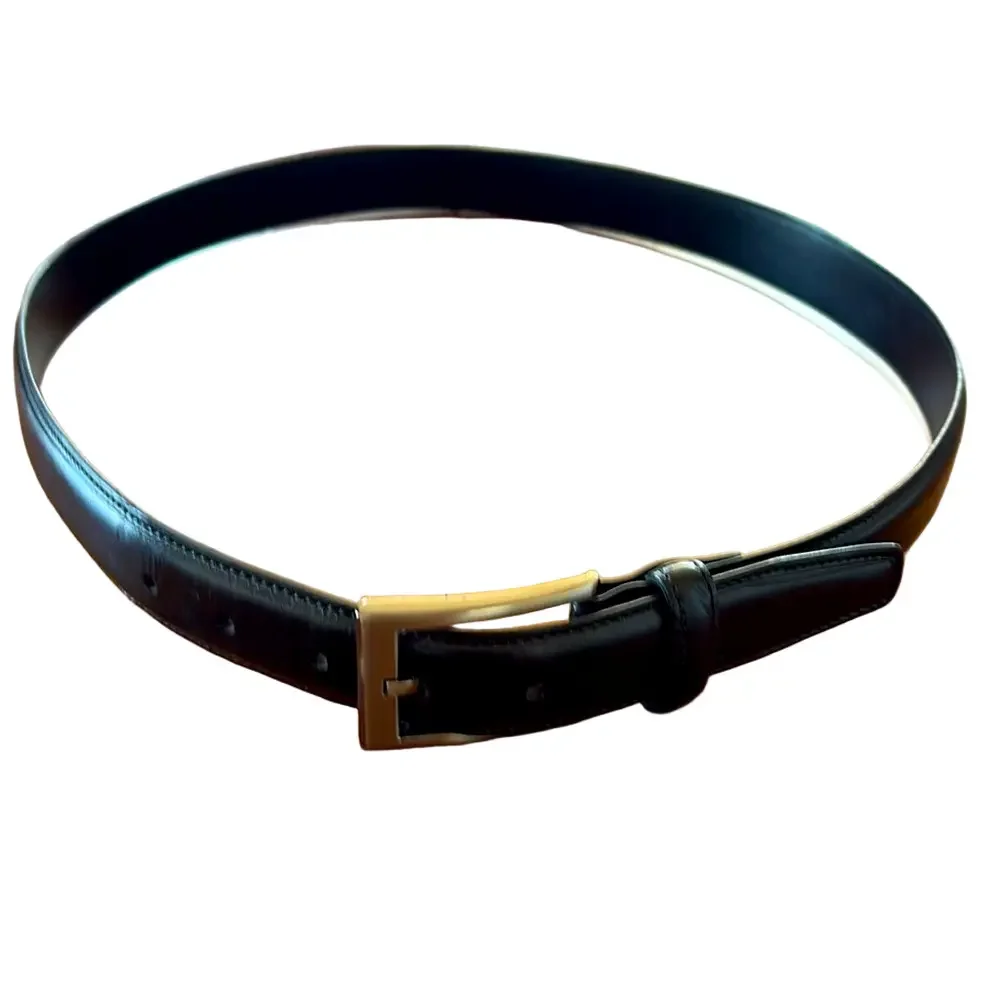 Black leather Belt Silver Buckle Dressy 38