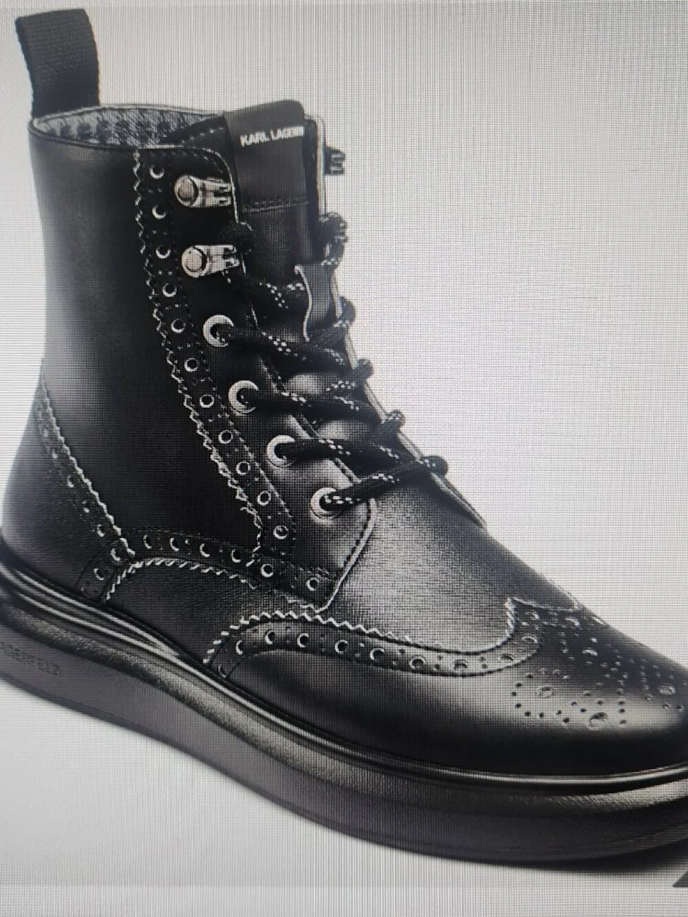 Karl Lagerfeld Paris LFS3008 Men's Leather Combat Boots. NIB. Size 11