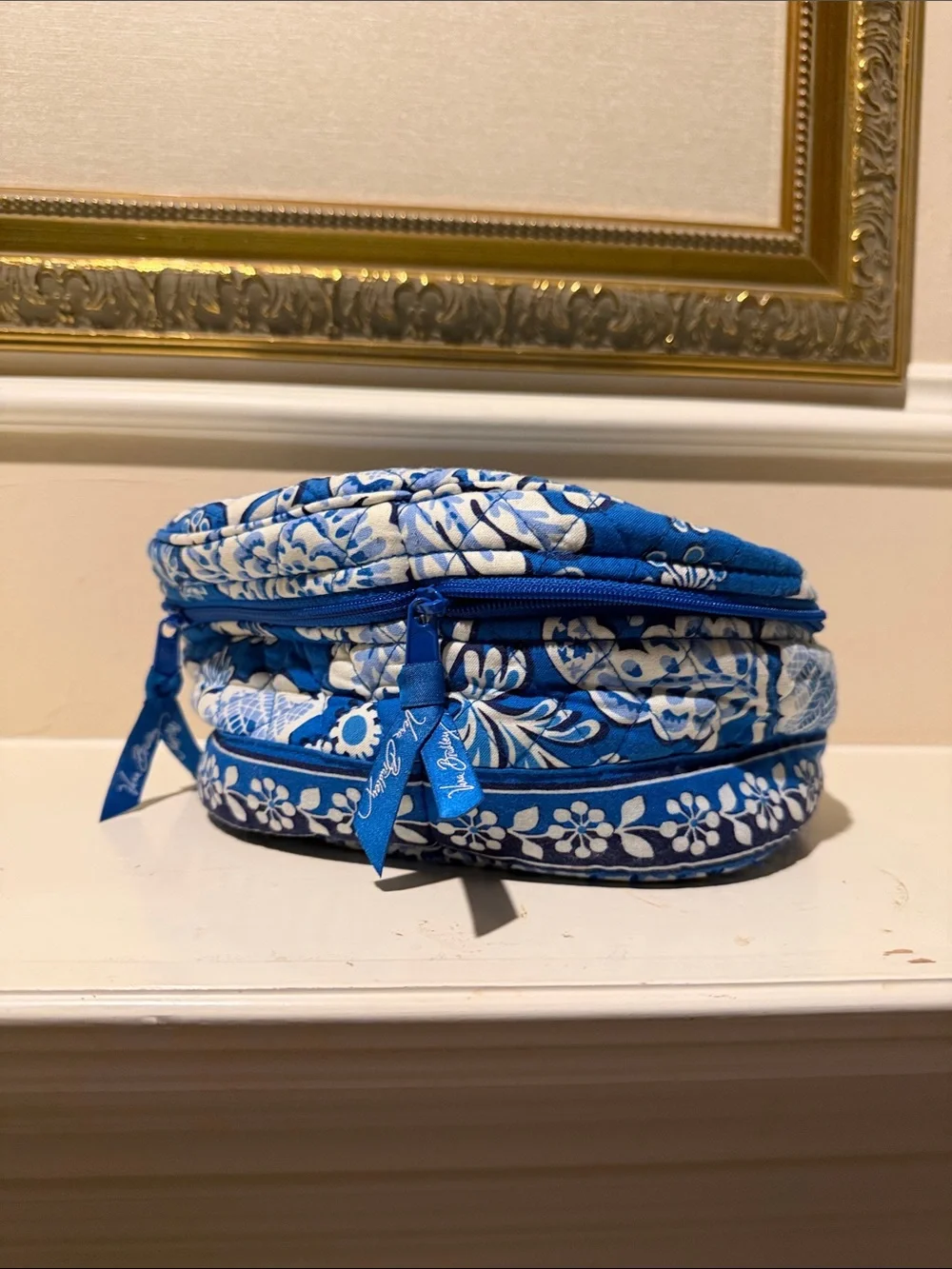 Vera Bradley Blue and White Quilted Floral Cosmetic Case