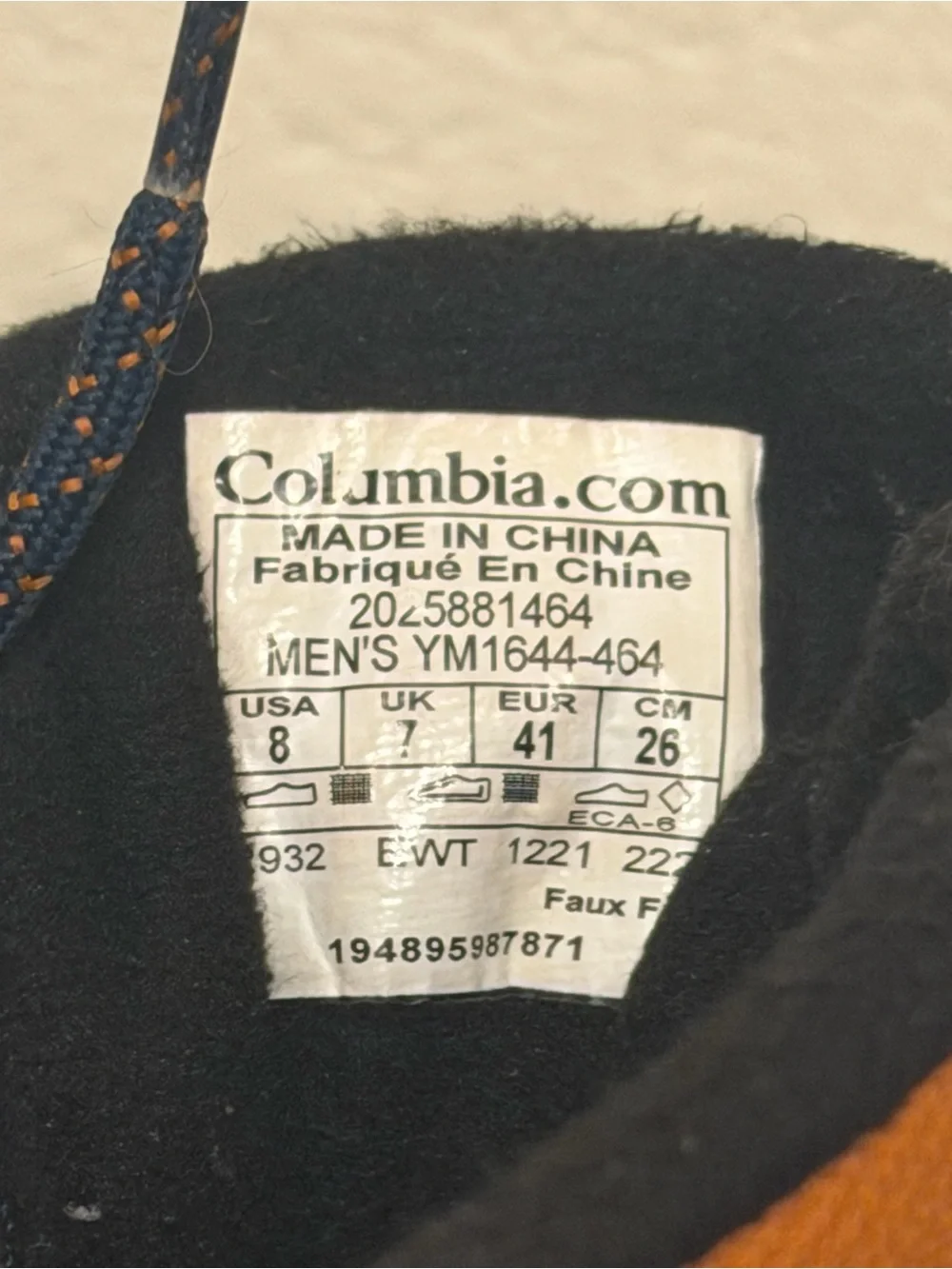 Columbia logo boots side