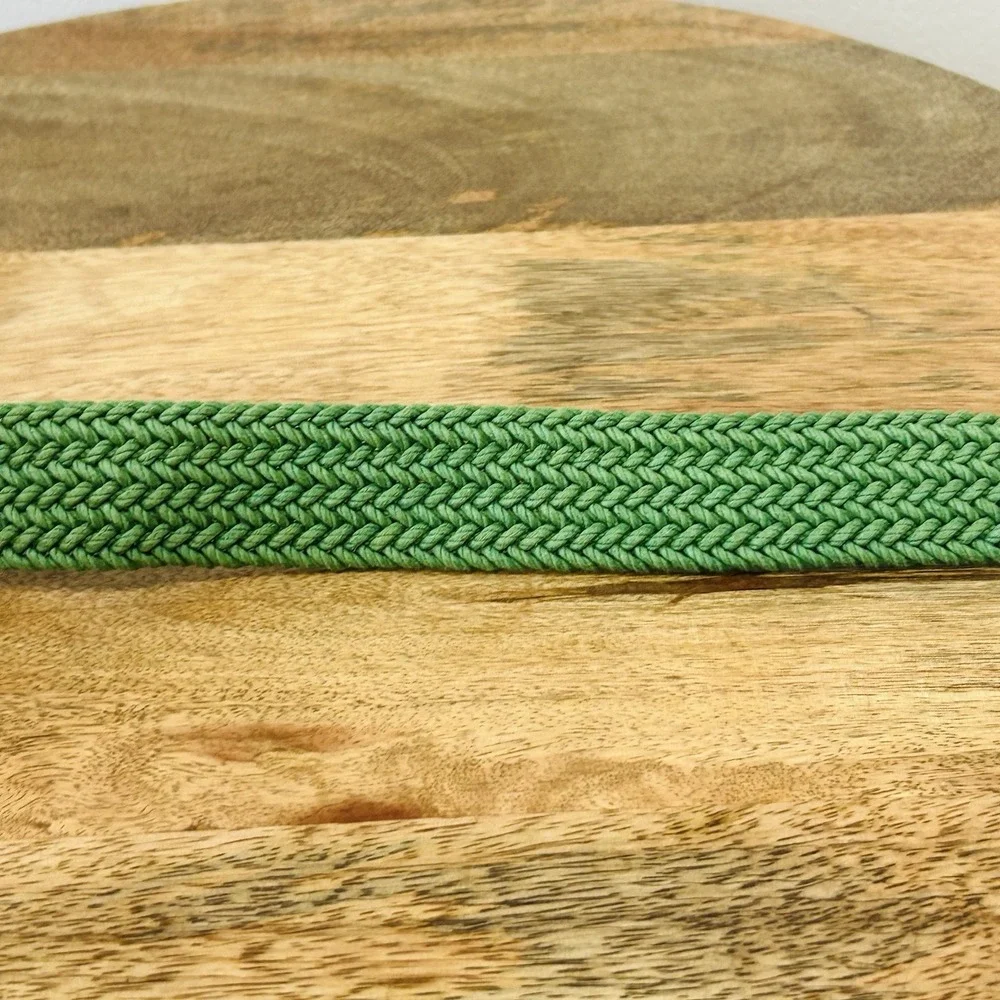 Brooks Brothers 346 Brown Leather Green Webbed Braided Belt Men's Size 36