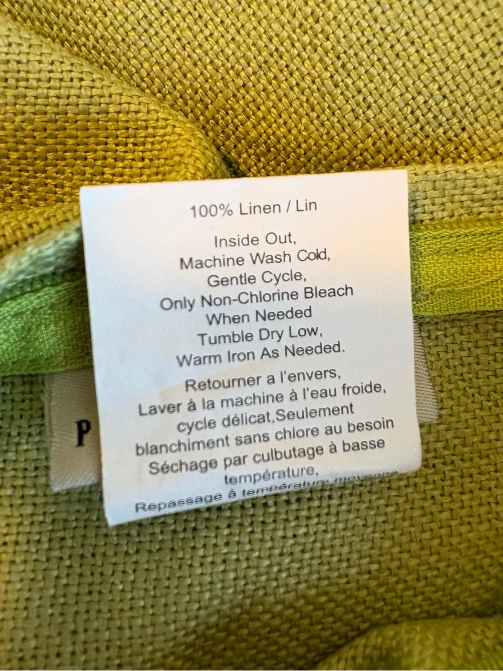 Pottery Barn 100% Linen Braided Jute Trim Accent Pillow Cover Green 20
