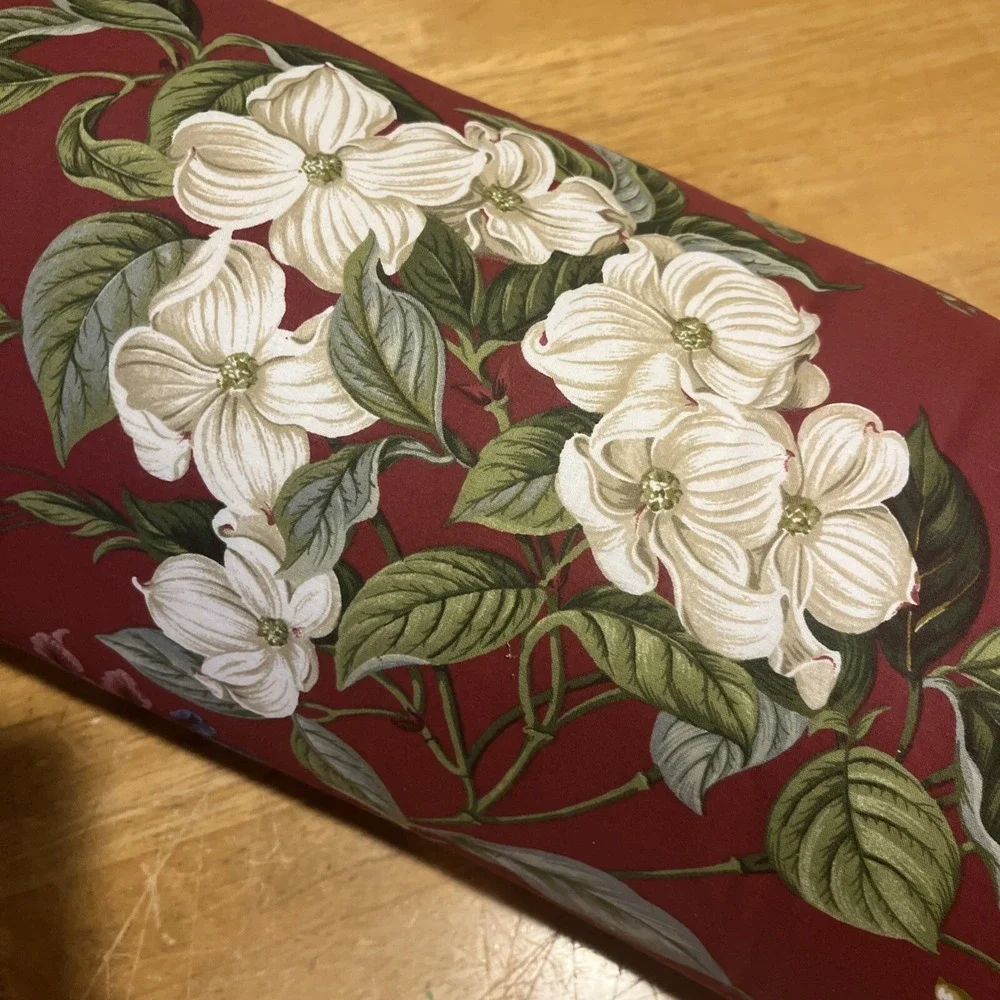 Waverly Williamsburg Garden Room Floral‎ Red Lumbar Pillow Tie Ends 22