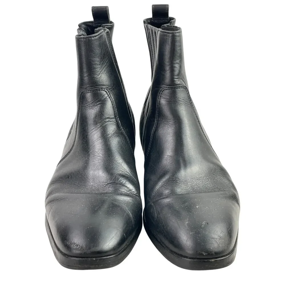 Allsaints Mens Black Leather Almond Toe Block Heel Slip On Ankle Boots 43 US 10
