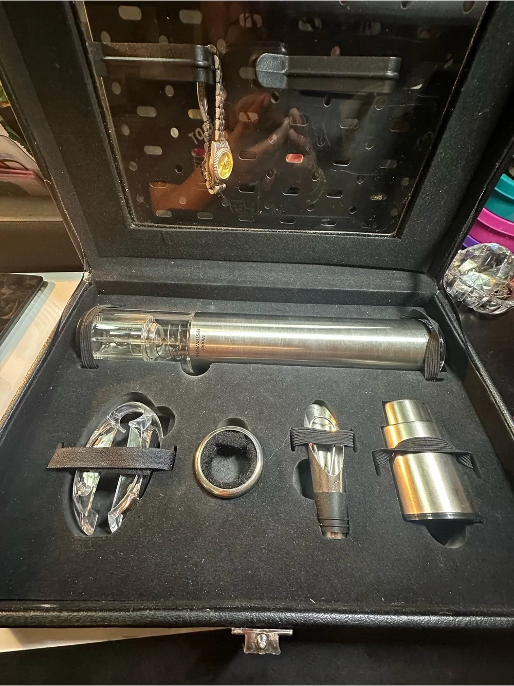 Stainless Steel Wine Accessory Set with Crystal Pourer