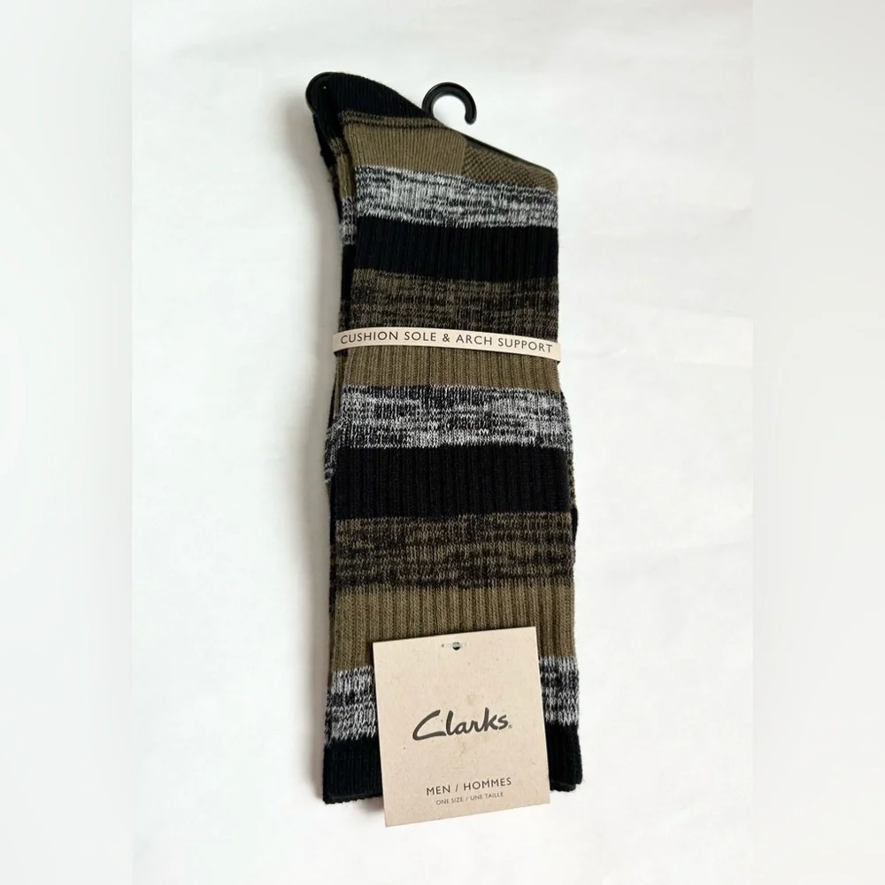 Clark Men’s Dress Socks Black White Olive NWT