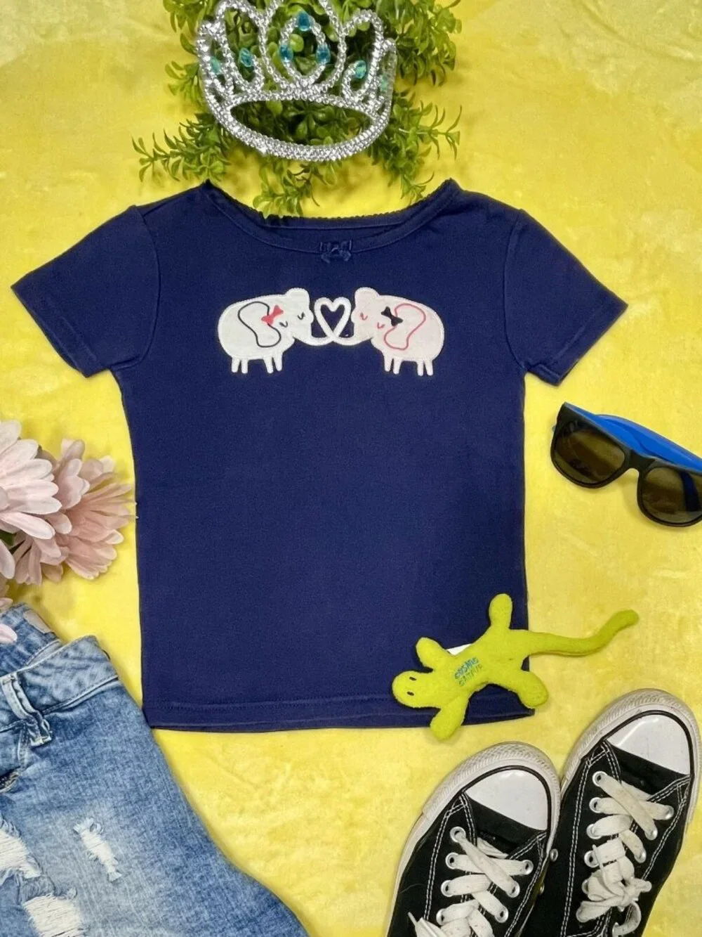 GYMBOREE Big Sis Elephant Gift Toddler Toddler Girl Blue Navy T-Shirt Size 7