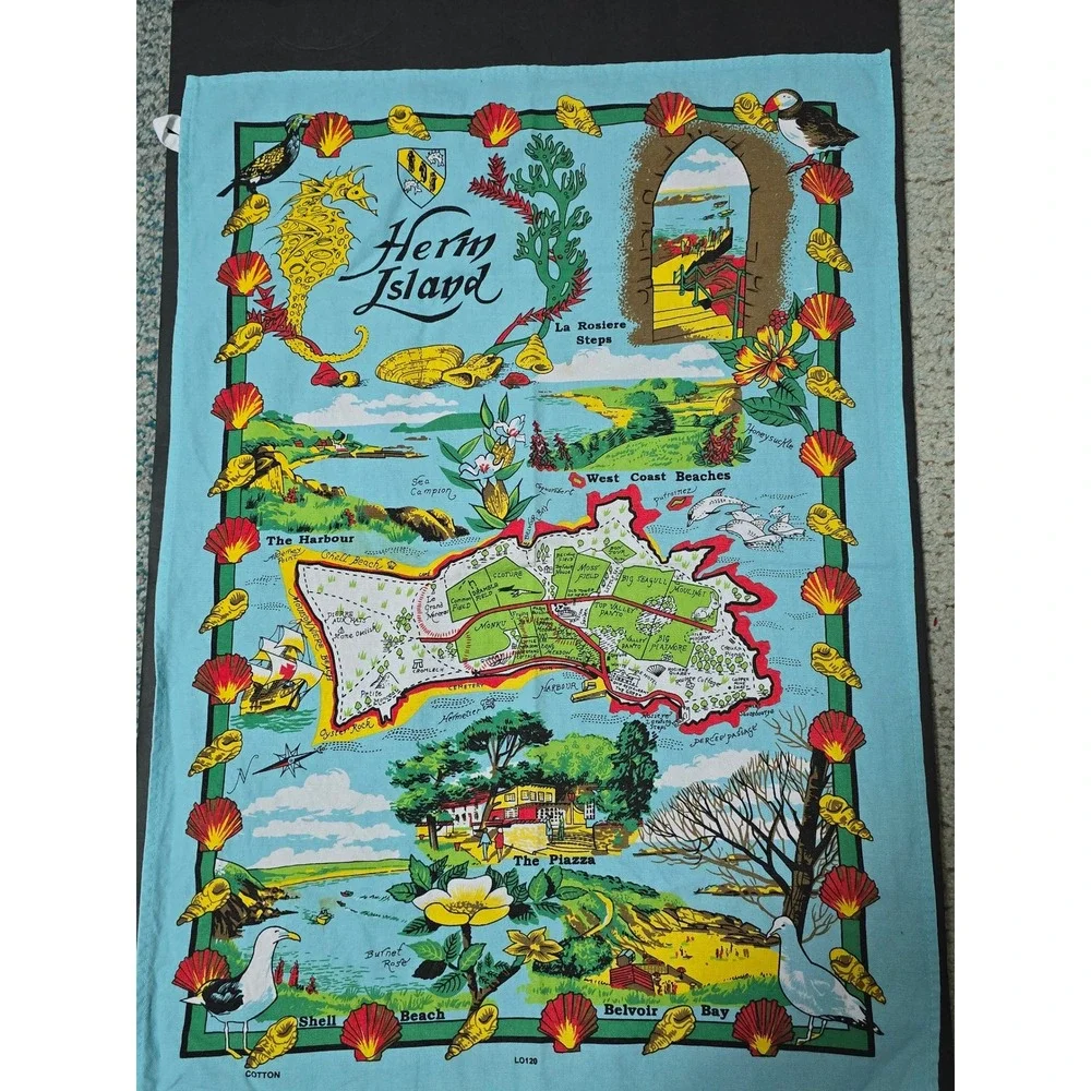 Tea towel‎ Hern Island 27x19, colorful, bright, hanging hook, 100% cotton