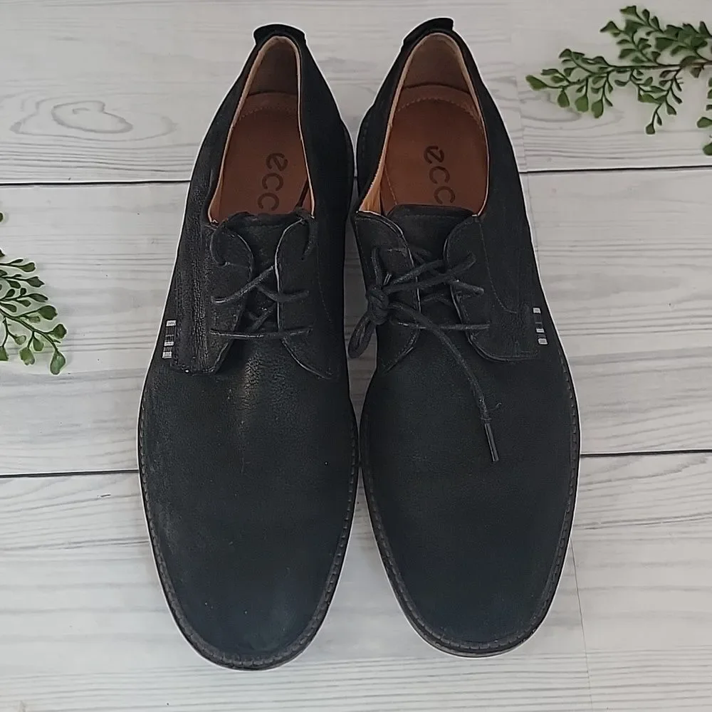 Ecco Black Nubuck Leather Oxford Lace-up Casual Shoes Mens Size 11.5 ( 45 )