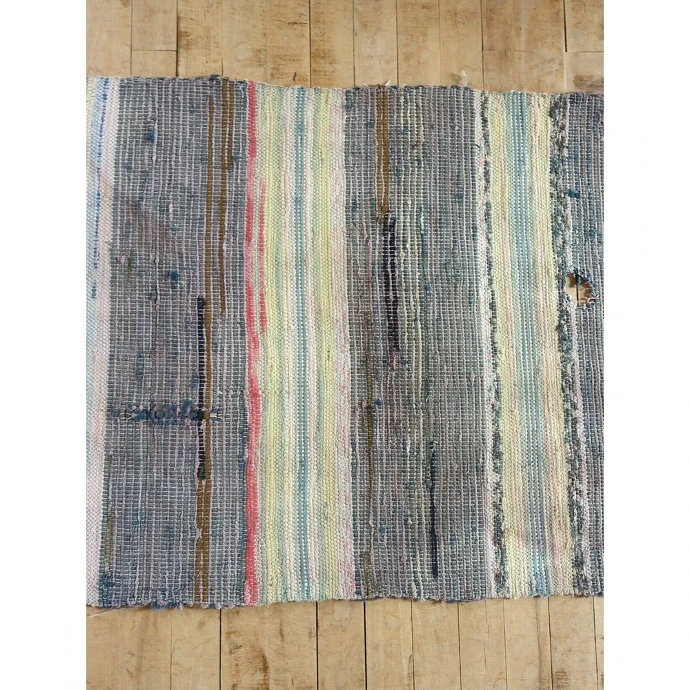 Antique Imported Swedish Hand Made Rag Rug Runner (25.75