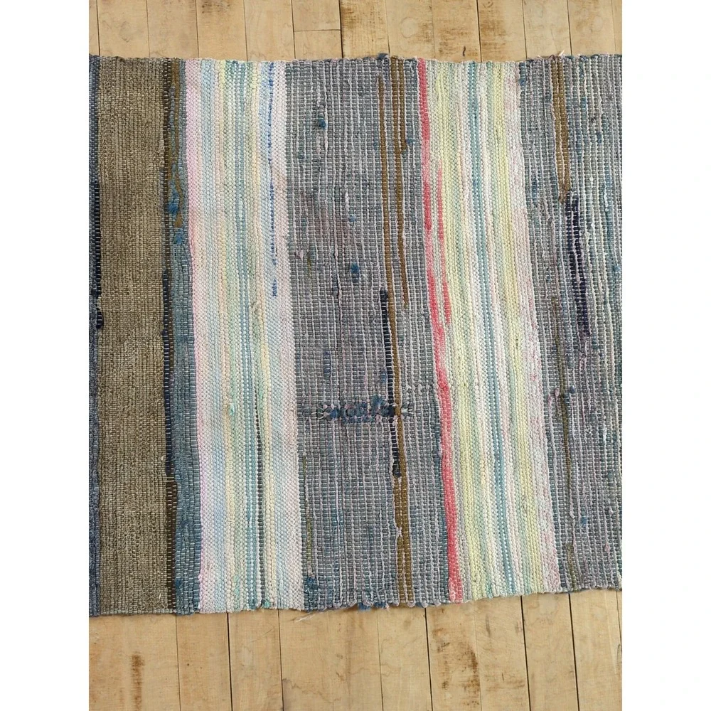 Antique Imported Swedish Hand Made Rag Rug Runner (25.75