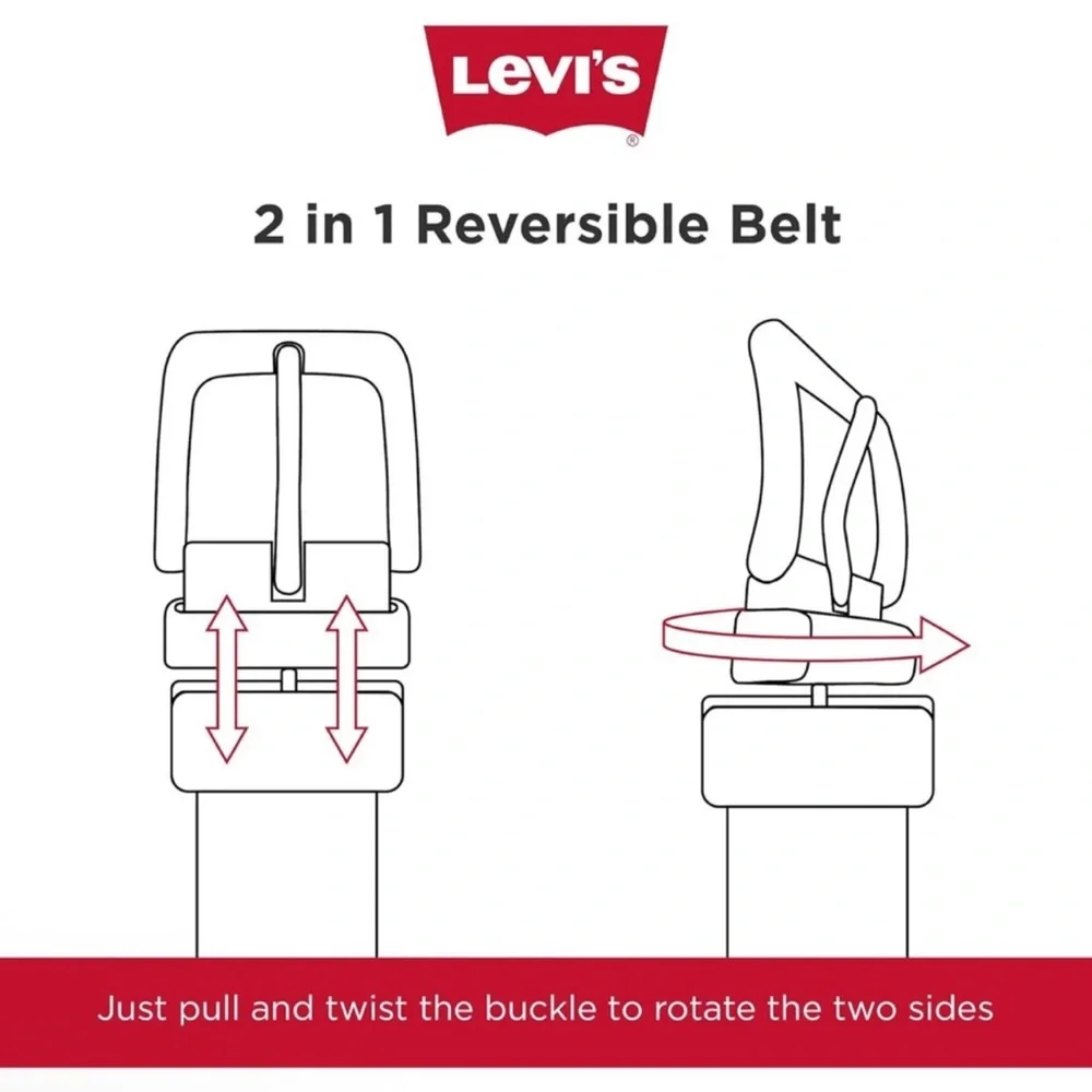 Levi's Men's Casual Everyday Two-in-One Reversible‎ Belt Size L 30-32
