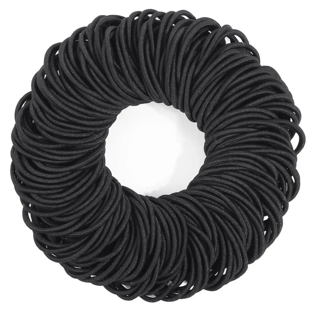 Women's 200 Pcs Black Hair Ties Elastics Ponytail Bands for Thick Curly Hair