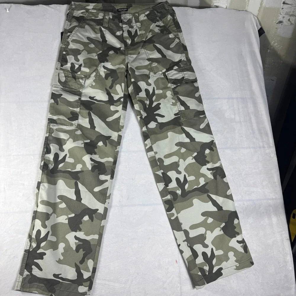 NWT True Religion Mens Cargo Pants SN Dusty Green Camo Military Outdoor 27‎