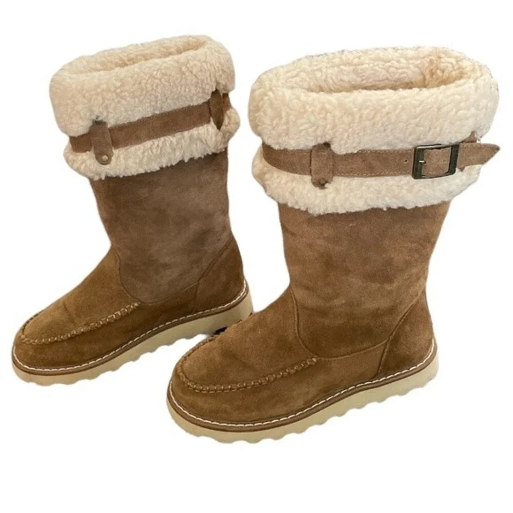 BEARPAW Avery Suede Winter Boots Size 6‎ Fur Lined Shoes