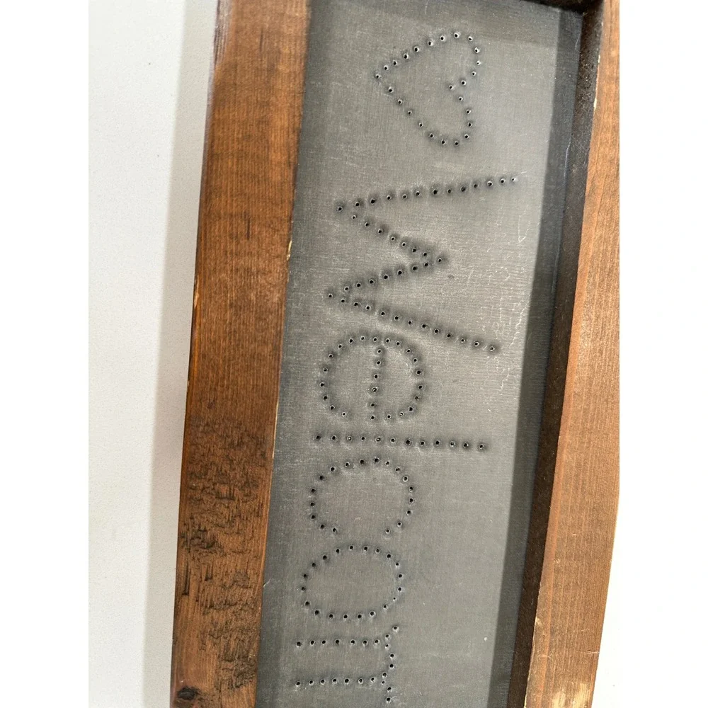 Rustic‎ Welcome Sign Punched Metal Wood Framed Farmhouse Wall Decor
