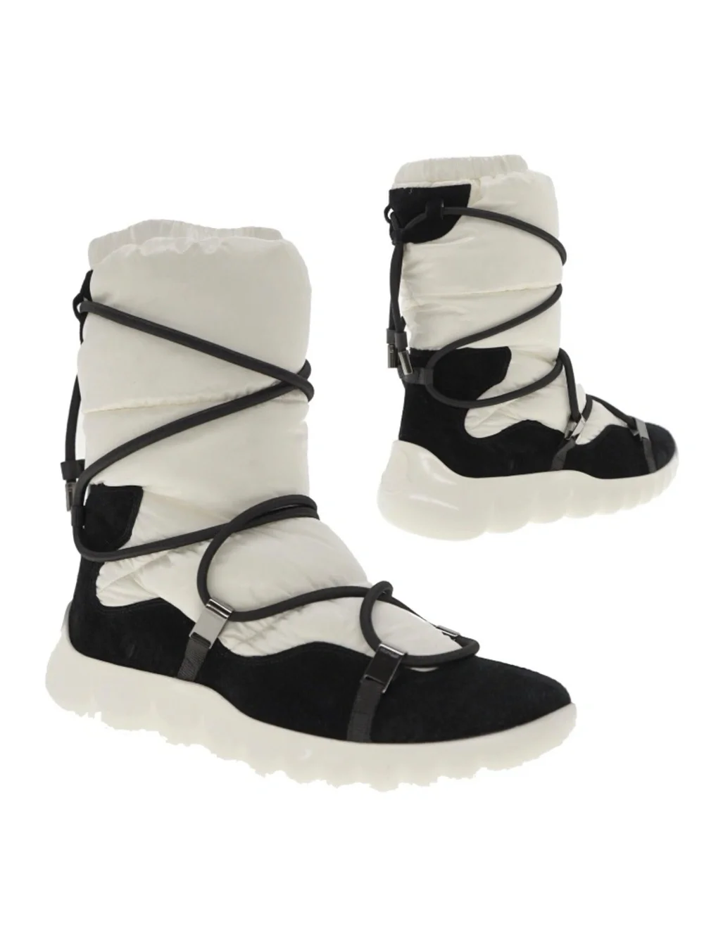 Moncler Cora Woman's Snow Boots White Nylon Size 40 US New