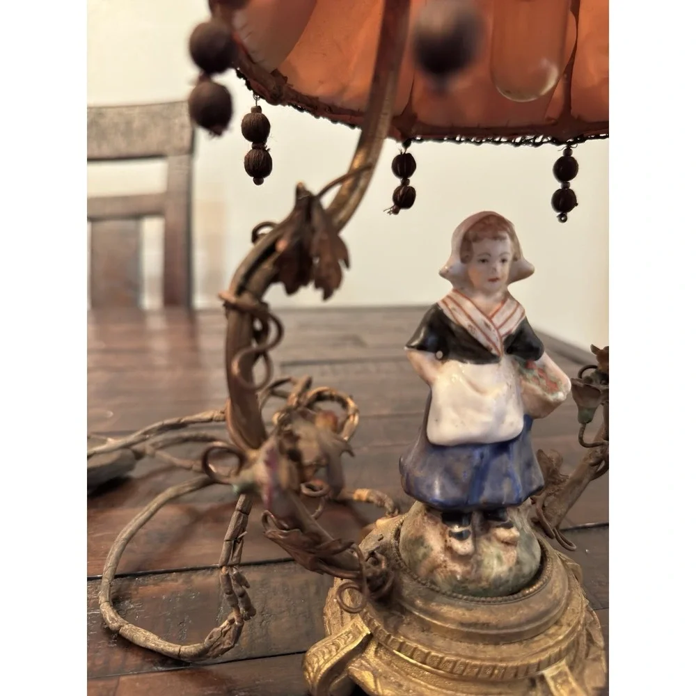 Vintage Made In France Porcelain Girl Playing Figurine Table Bassano Lamp 20