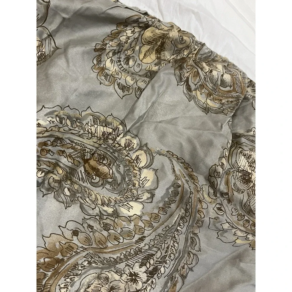 Chaps Ralph Lauren Cold Spring Paisley Gray Gold‎ King Bed Skirt