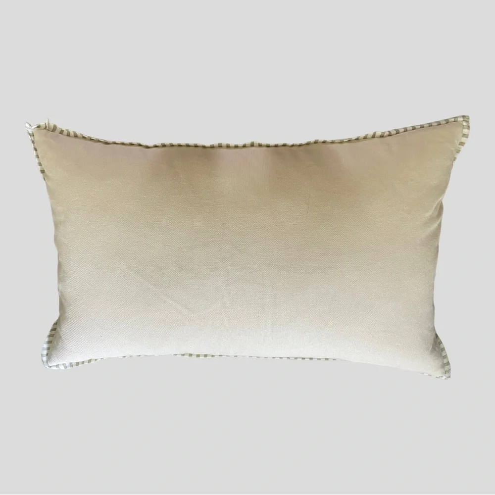POTTERY BARN LINEN COTTON EMBROIDERED THROW PILLOW 16x26