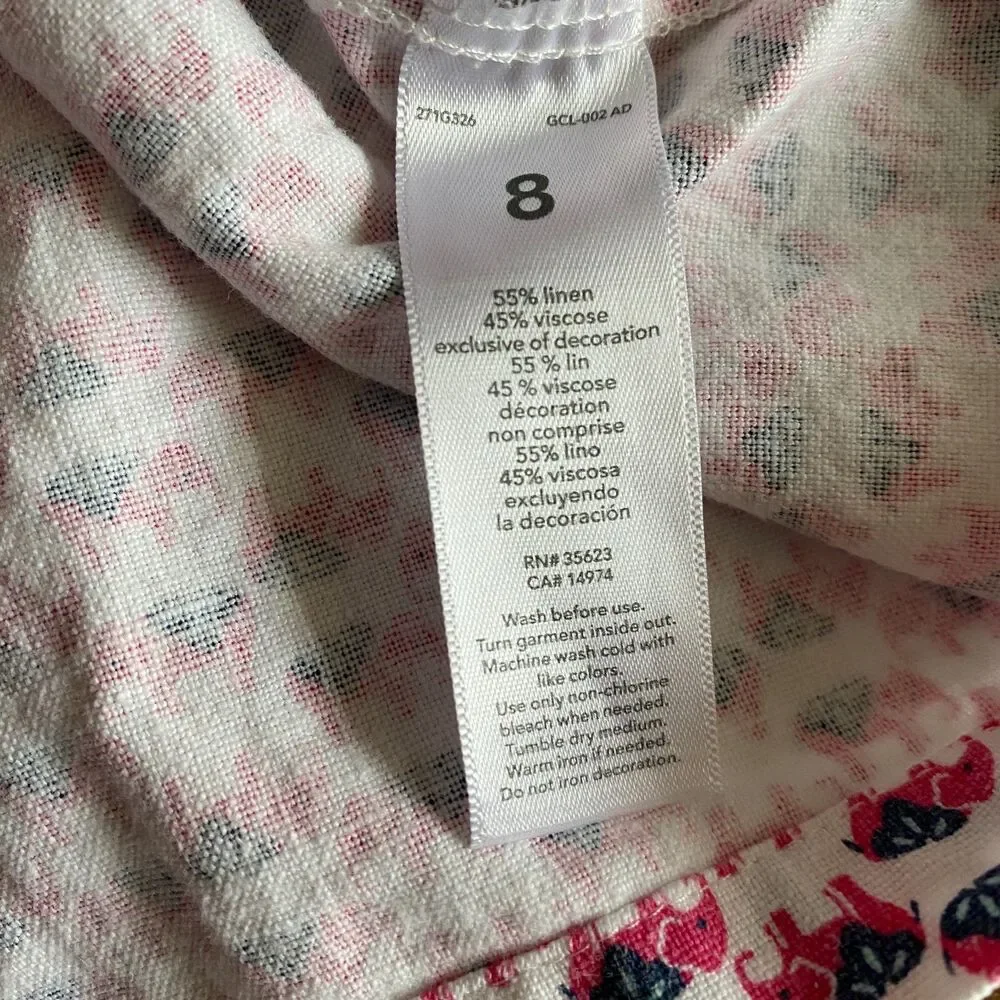 Carter's Crossed Back Elephant Prince Linen Blend Dress Girls' 8