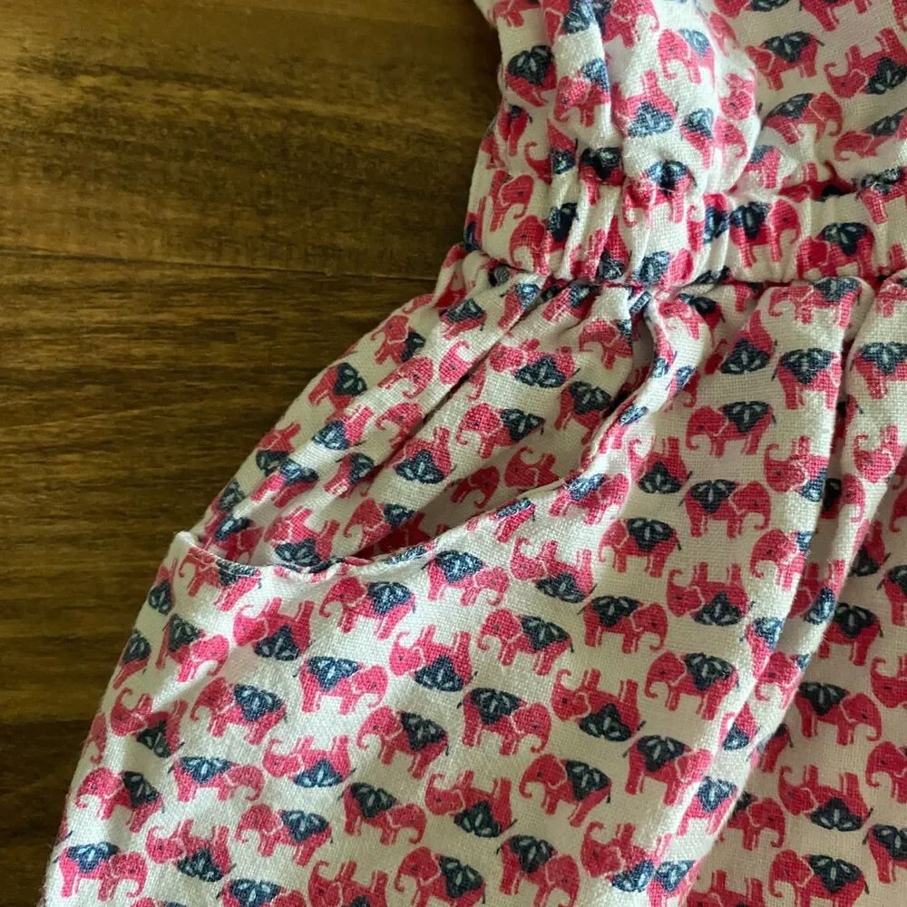 Carter's Crossed Back Elephant Prince Linen Blend Dress Girls' 8