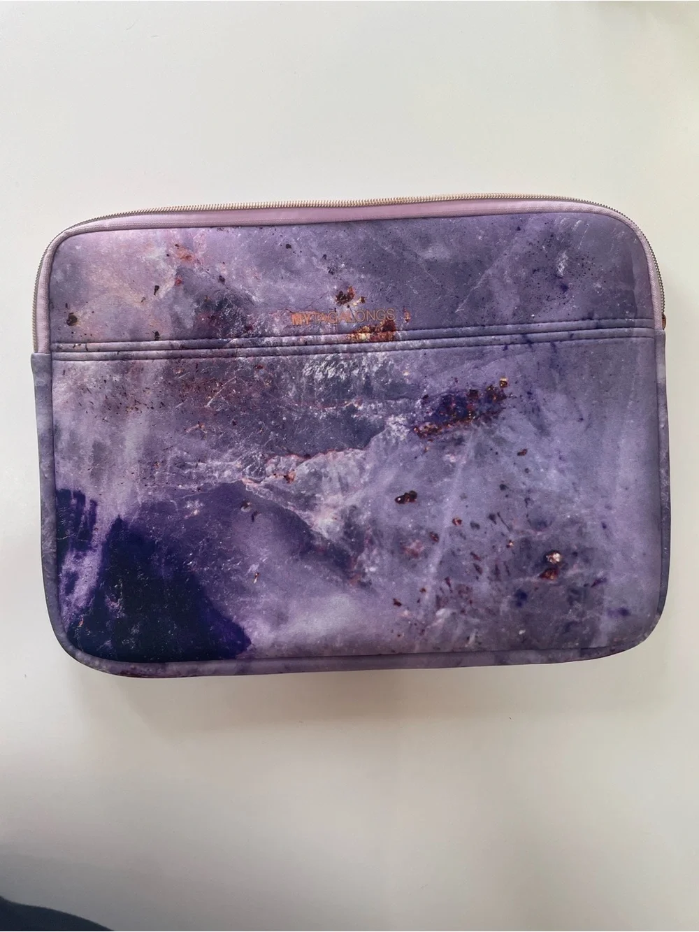 NWOT My Tagalongs Purple Marble & Gold Laptop Sleeve – 10” x 14”