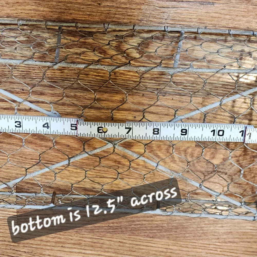 Vintage Chicken Wire Basket with Black Handles