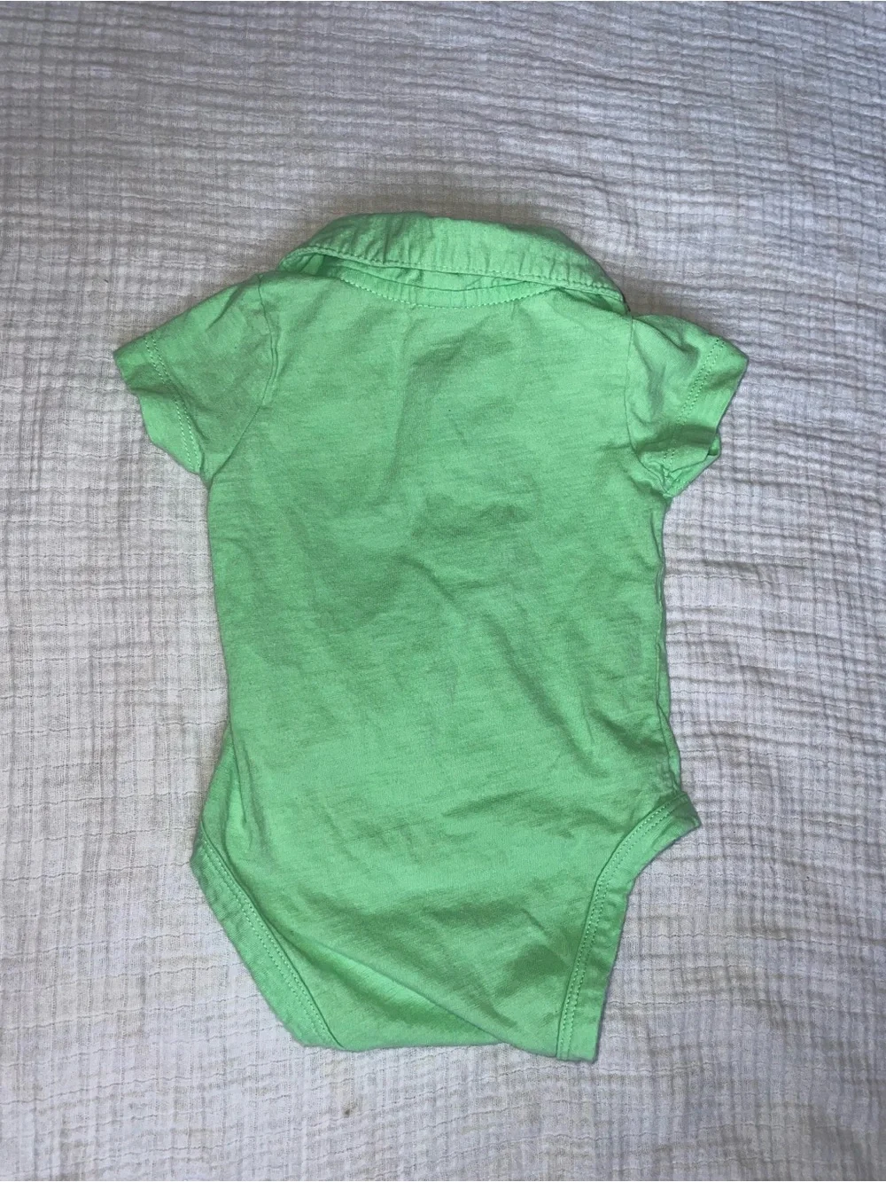 Carter's Bright Green Polo Onesie with Blue Sunglasses Patch