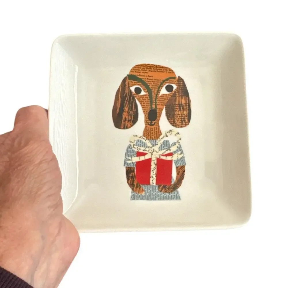 Dog Dish Denise Fiedler Pottery Barn Square Dachshund Trinket Dish