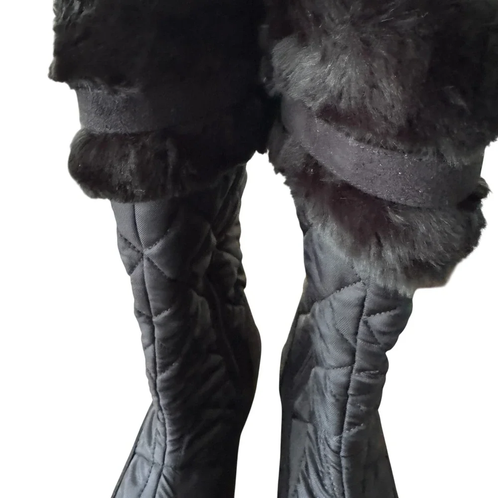 Canyon River Blues Womens Black Quilted Faux Fur Wedge Winter Boots Size 10M