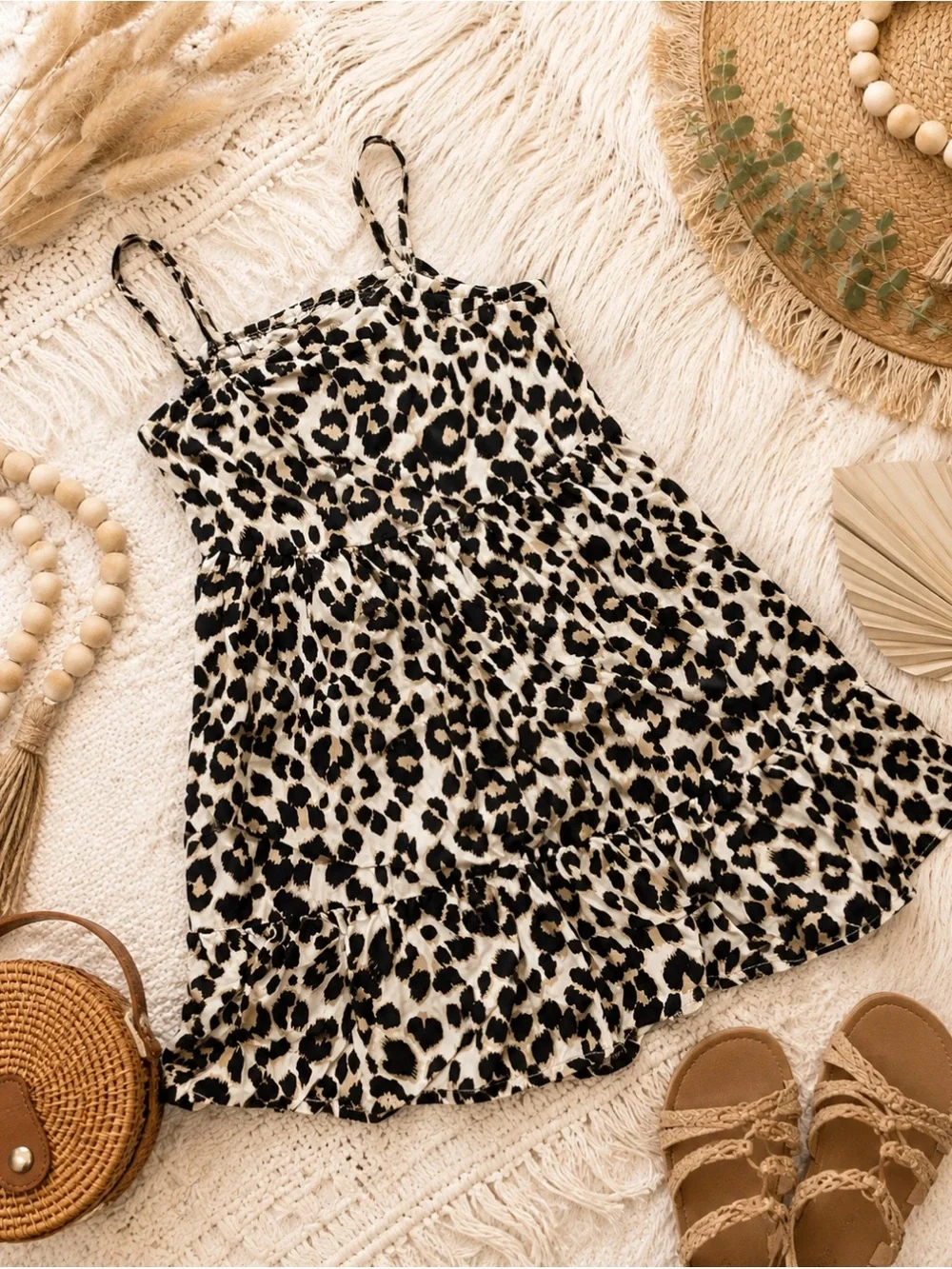 Old Navy Leopard Print Tiered Sundress 12-18 Months Rayon Item #2777