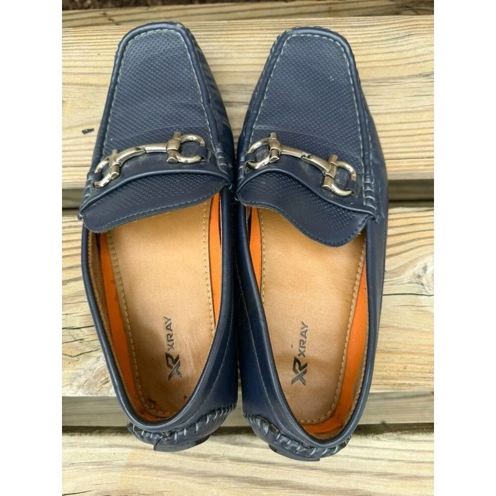 XRAY Men's Navy Driving Loafers Horsebit Slip On Moc Toe Casual Shoes Size 8