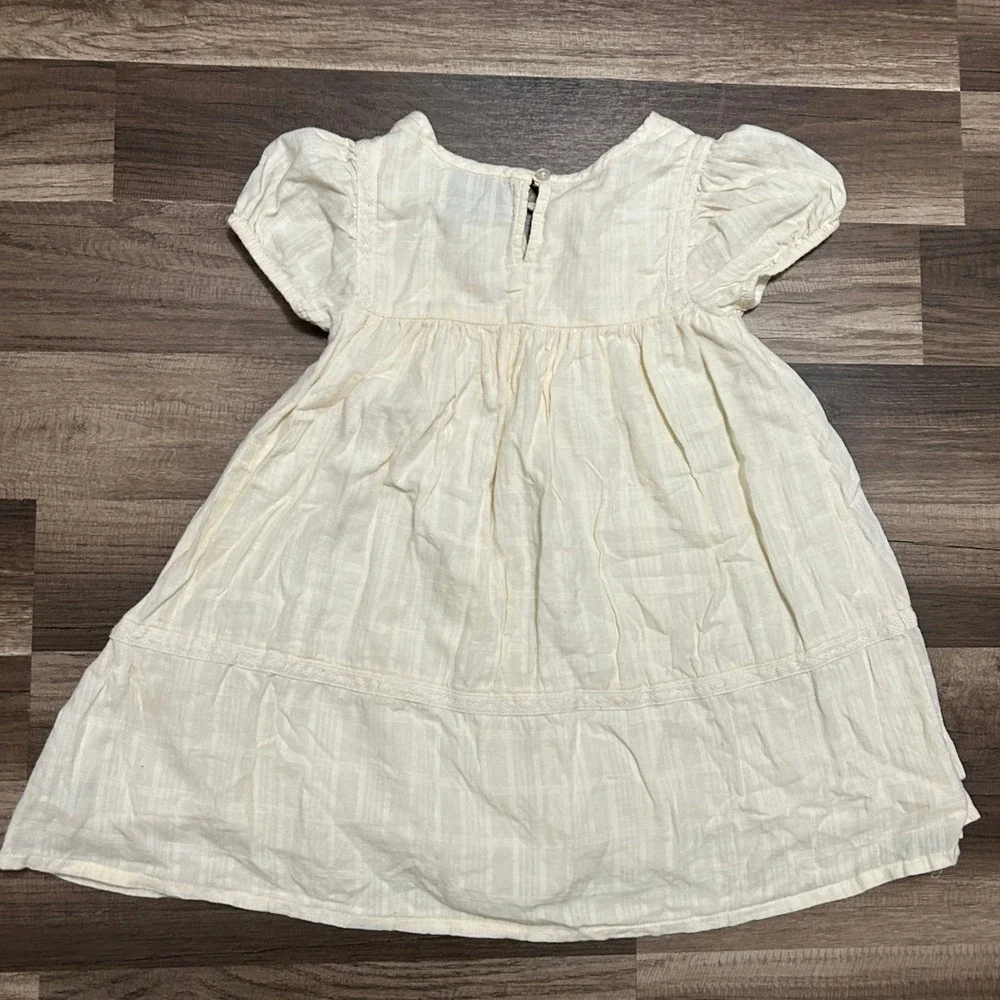 Old Navy Boho Babydoll Dress Girls 4T White Ivory Cream Lace Tassel Emoroidery