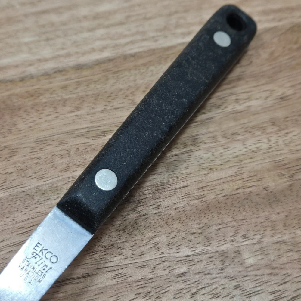 Vintage EKCO Eterna‎ Stainless Vanadium Meat Carving Fork USA Black Rivet Handle
