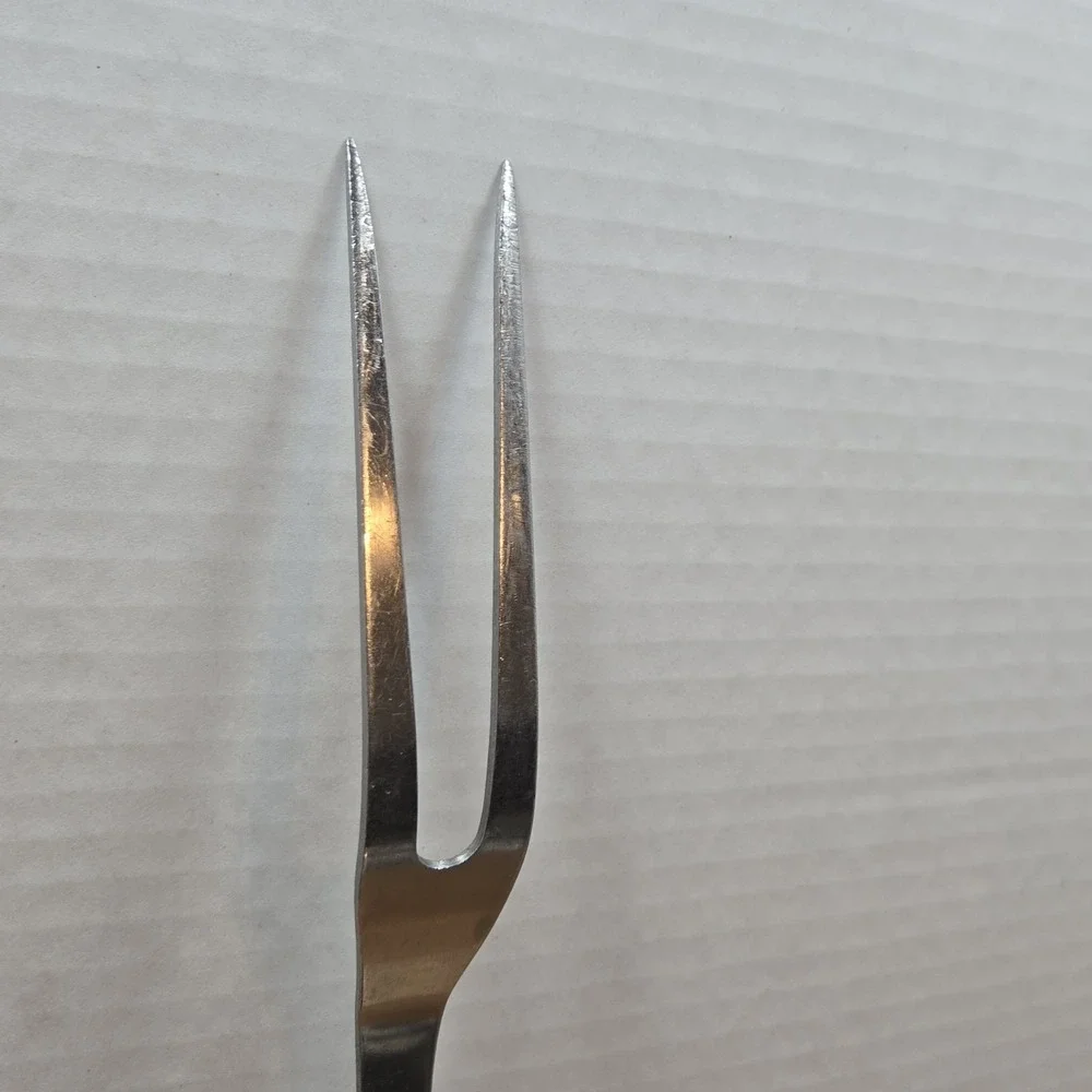 Vintage EKCO Eterna‎ Stainless Vanadium Meat Carving Fork USA Black Rivet Handle