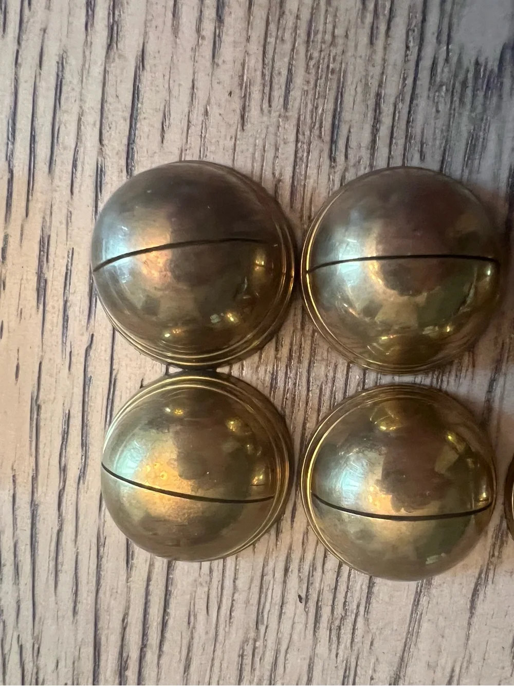 Set of 8 Vintage Brass Dome style Place card holders with white place cards