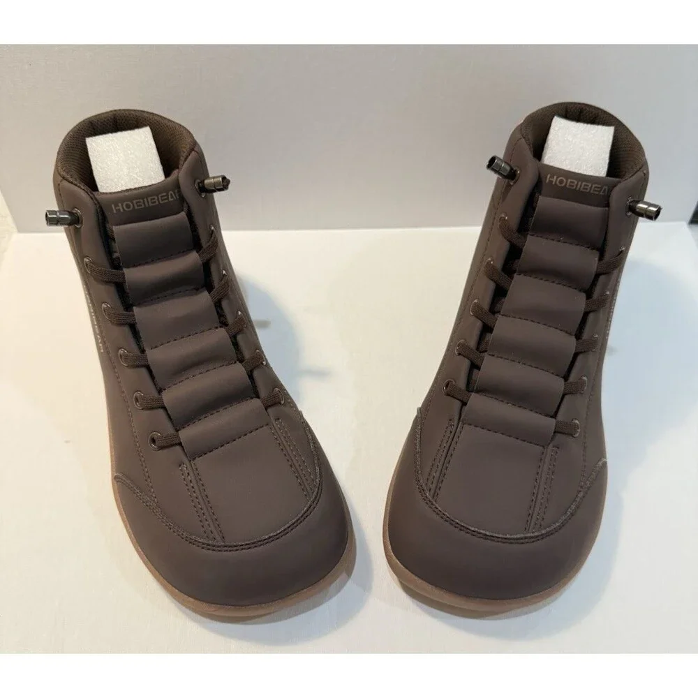 HOBIBEAR Leather Barefoot Boots Zero-Drop Minimalist Wide Width Shoes 42 Unisex
