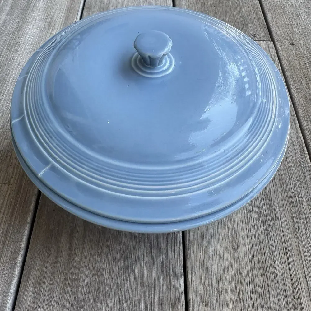 Fiesta 1 Qt Blue Round Covered Casserole Dish w/ Lid Ceramic USA